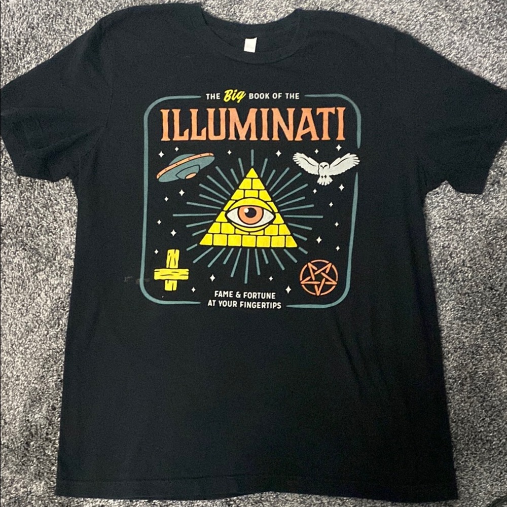 Black Illuminati Graphic T-Shirt Large - Picture 2 of 6